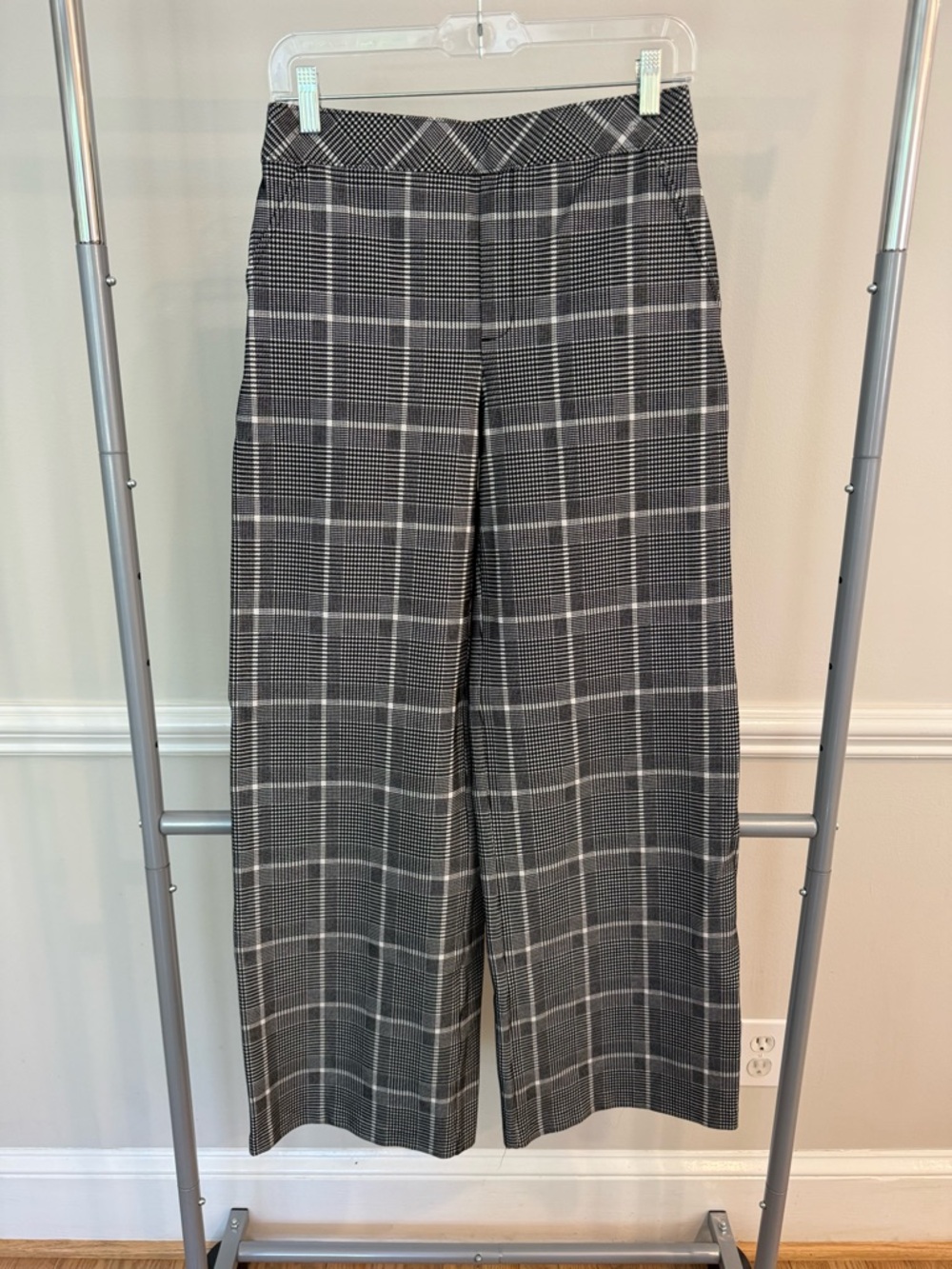 SPANX Black & White Plaid Wide-Leg Pants